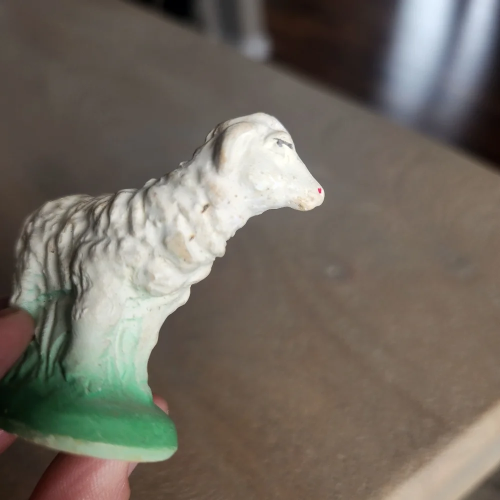 Vintage 1950s Plaster Nativity Sheep Lamb Figure 2.5
